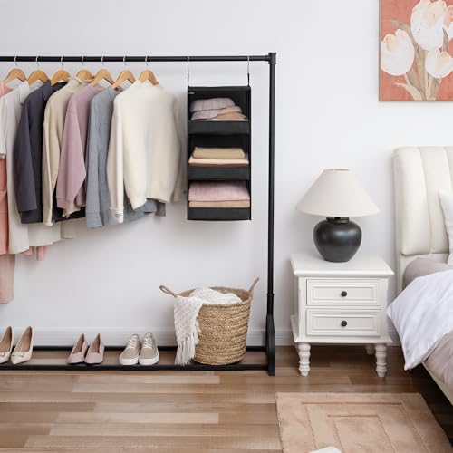 GRANNY SAYS 3-Shelf Hanging Closet Organizer, Collapsible Closet Hanging Shelves, Nursery Hanging Organizer, Black, 29 ½" H X 12" W X 12" D, 1-Pack - Image 4