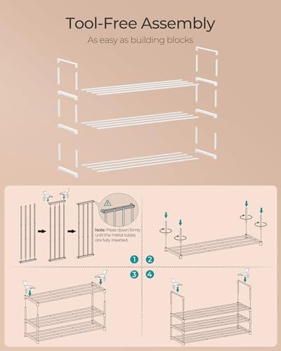SONGMICS Shoe Rack, 3-Tier Shoe Organizer, Metal Storage Shelf - Image 5