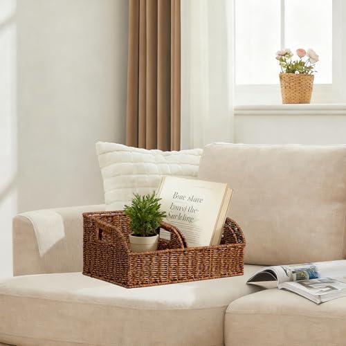 Pantry Baskets for Organizing,Wicker Storage Bins, 3Pack, Brown - Image 7
