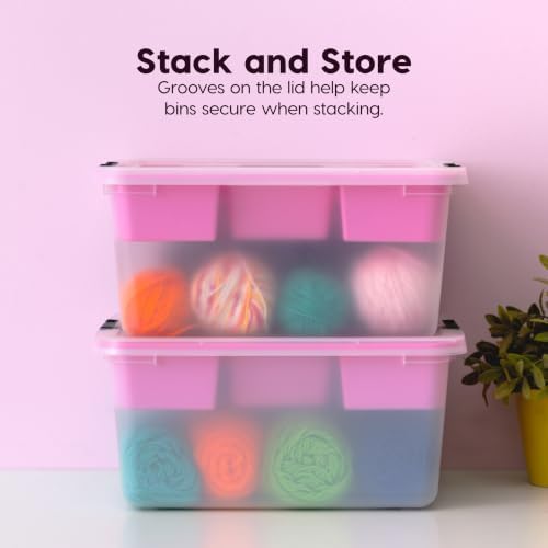 IRIS USA 18 Quart Craft Storage Organizer with Pink Removable Tray - Image 5