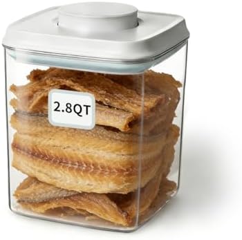 Dog Food Storage Container with One-Touch Lid, 2.8 QT / 2.65 L Stackable Durable BPA-Free PET Cat Food Storage Container,for Pet Treats, Supplements & Small Kibble by EQI