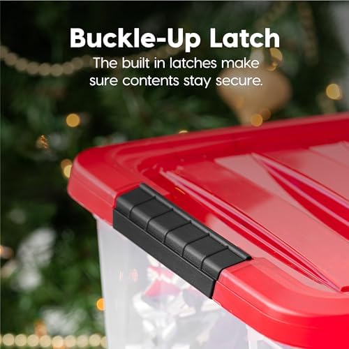IRIS USA 4-Pack, 19 Qt. Holiday Storage Bin with Lids, Red - Image 5