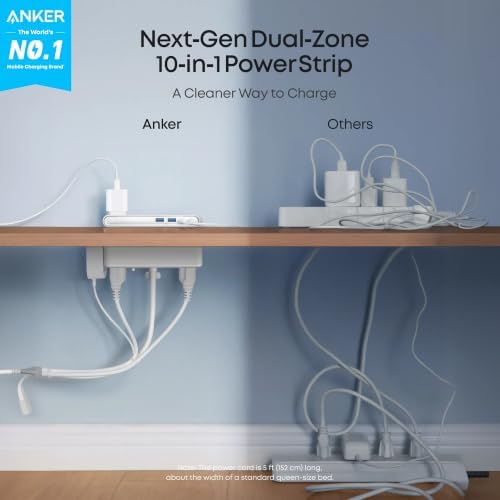 Anker Nano Power Strip, Desk Clamp, 70W Max, 1500J Surge Protector, 2 USB C - Image 2