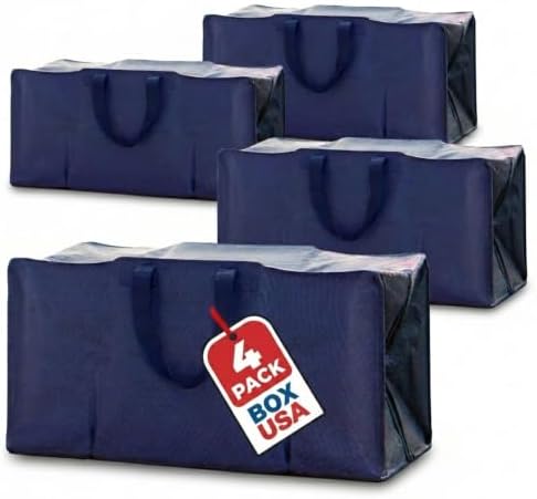 PACKING BAGS 4-Pack XL Moving Bags with Strong Handles & Zippers, Blue by BOXUSA