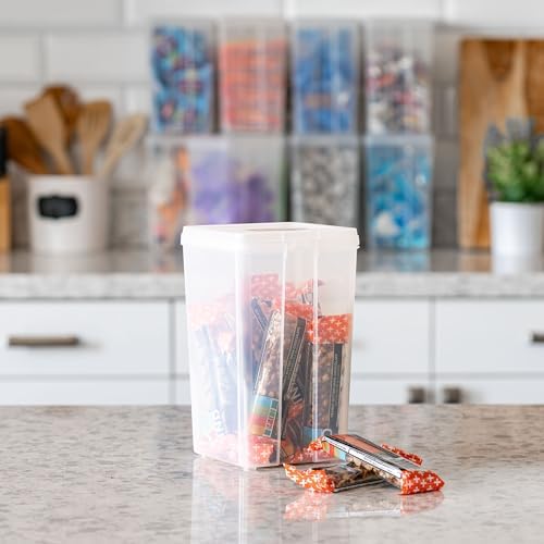 IRIS USA Vertical Plastic Flip Top Storage Containers Bins with Lids for Pantry, Home, Office, Organization, Medium, Stackable Hinged Organizer with Latches, Clear, 10 Pack - Image 2
