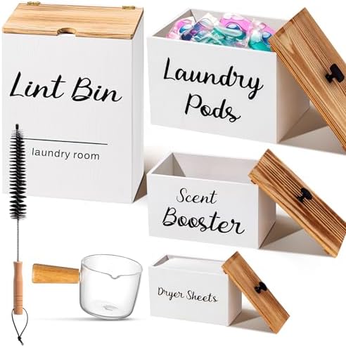 Dandat 4 Pcs Magnetic Laundry Room Organization Set, White by Dandat