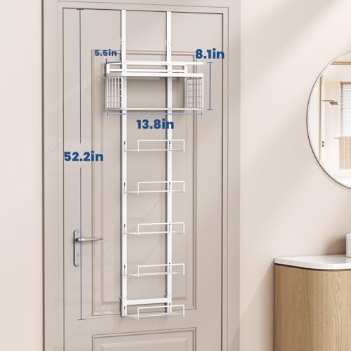 Aetyord Towel Racks for Bathroom Over The Door Towel Racks Towel Storage Organizer with Metal Shelf Basket for Bathroom Rv Camper (7-Tier White) - Image 2