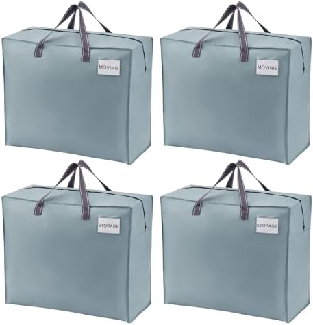 VENO Heavy Duty Moving Bags, Storage Bags, 22 Gallon, Light Blue, 4 Pack by Veno