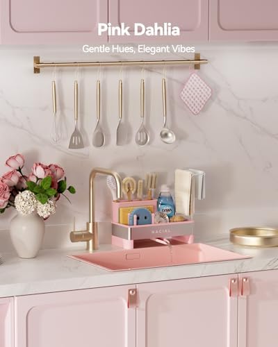 Nacial Kitchen Sink Organizer, Sink Caddy with Sponge & Tall Brush Holder - Image 4