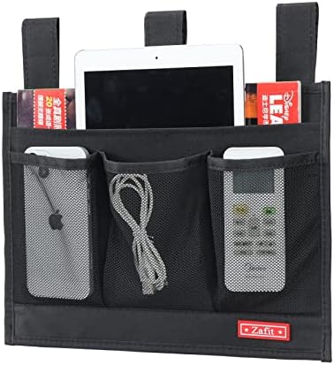 Zafit Hanging Bedside Caddy, Bedside Storage Organizer for Magazine, Phone, Remote control (Classic4 Pockets-Black) by ZAFIT