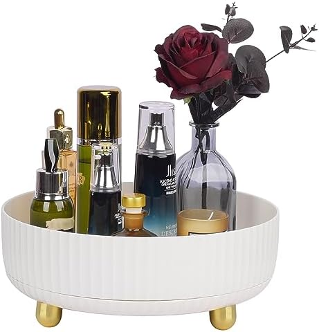 360 Rotating Makeup Perfume Organizer Skincare Tray, Large Ivory White by Anyoifax