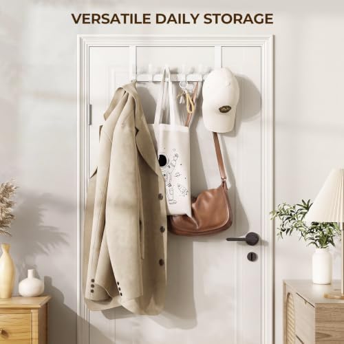 Optish Over The Door Hooks, Door Hanger Hooks for Hanging, Over The Doors Towel Racks for Bathroom with 12 Coat Hook, Coat Rack Bathroom Accessories（2 Pack, White） - Image 5