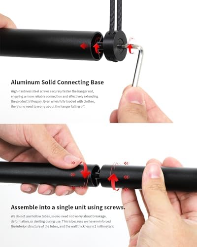 BaiNong Adjustable Closet Hanging Rod 48" Black Closet Rod Extender - Image 7