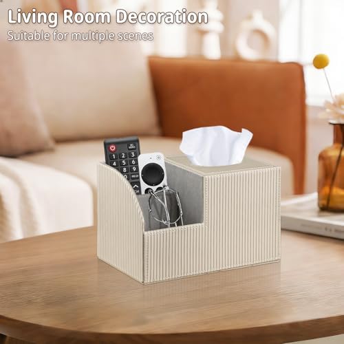 PU Leather Square Tissue Box Cover - Multi-Functional Tissue Box Holder - Image 6