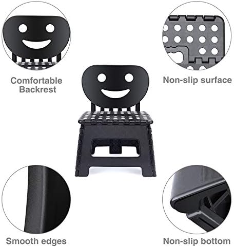 ACSTEP Folding Step Stool with Back Support for Kids,9" Kids Step Stool for Outdoor or Indoor Kitchen Step Stools and Bathroom Stool for Toddlers Boys Girls - Black - Image 3