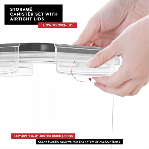 DWËLLZA KITCHEN Airtight Food Storage Container Set - 4 Pieces 1.4L - Plastic BPA Free Kitchen Pantry Storage Containers with Lids - Dishwasher Safe - Include 8 Labels - Keeps Food Fresh & Dry - Image 2