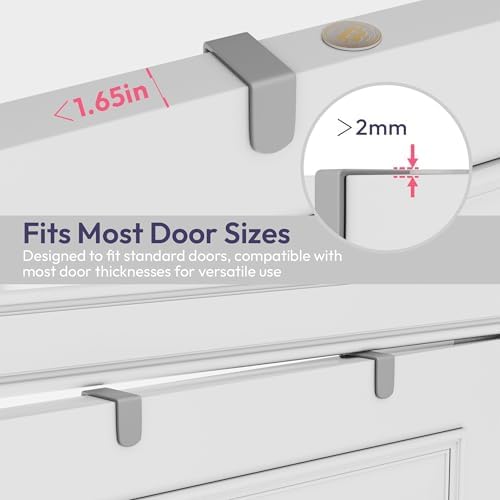SWTYMIKI Over The Door Hooks Organizer - Multi-Functional Door Hanger with 16 Hooks & 2 Mesh Baskets, Long Coat Rack for Bathroom, Bedroom, Living Room, Home Storage Organizer, Gray - Image 6
