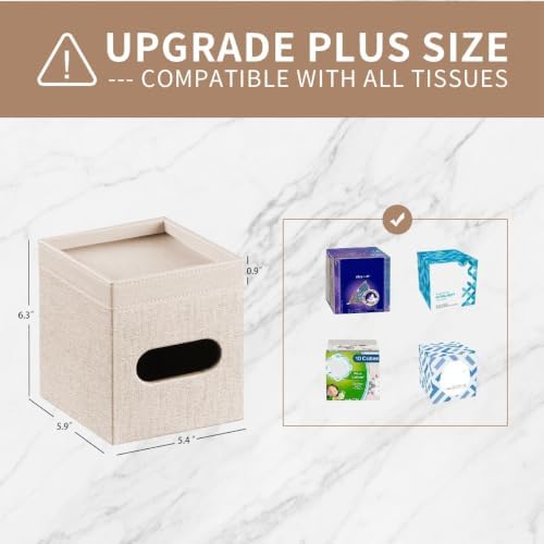 PU Leather Square Tissue Box Cover with Storage Tray,Modern Decorative Tissue Holder for Bathroom Vanity Night Stands, Office Desk,Stylish Tissue Holder for Home & Office Décor - Image 3