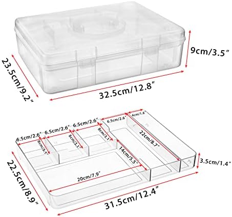 BTSKY 2-Tier Cute Bear Storage Box with Removable Divided Tray Portable Clear Plastic Art Craft Supply Organizer Stackable Home Office Supplies Storage Container for Pens Notes A4 papers etc (Clear) - Image 3