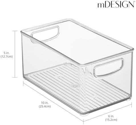 mDesign Plastic Baby Nursery and Food Organizer - Storage Holder Bin with Handles for Closet, Cupboard, Cabinet, Drawers, Shelves - Holds Canned Food, Bottles - Ligne Collection - 2 Pack - Clear - Image 4
