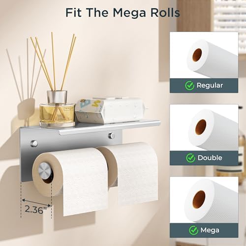 FORIOUS Toilet Paper Holder with Shelf, Commercial Toilet Paper Dispensers - Image 4