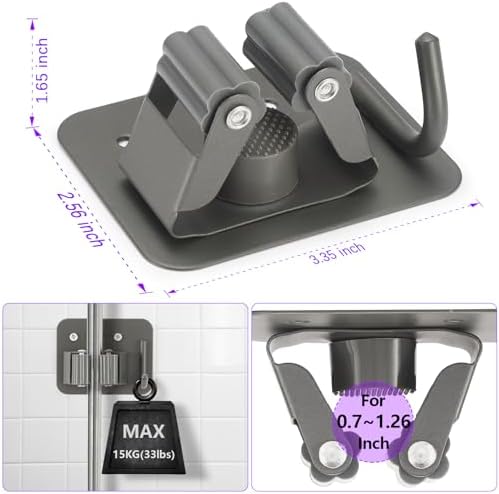 Broom Holder Wall Mount Rack, 304 Stainless Steel Mop and Tool Organizer - Image 2