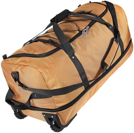 110L Expandable to 140L 32” Foldable Oxford Soft-Sided Rolling Duffle Bag with 2 Heavy-Duty Wheels,2 Large Compartments,Adjustable Shoulder Strap and Attached Organizer Pouch,Coffee by Unknown