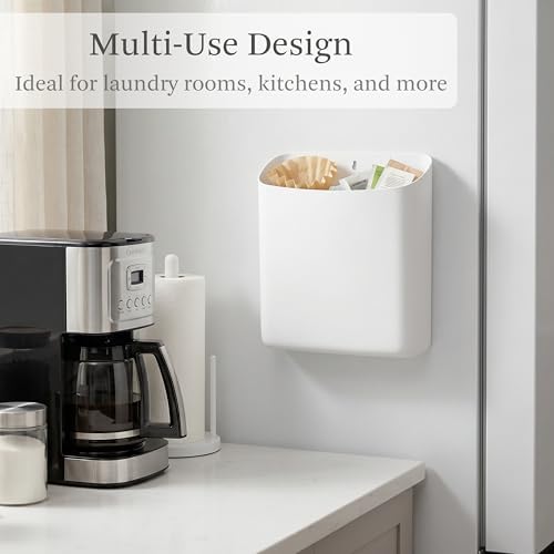 MONJITA Lint Bin for Laundry Room, Magnetic Lint Trash Can for Dryer, Modern Lint Holder, Lint Box for Laundry Room Organization, Wall Mounted Trash Can for Laundry Decor (White) - Image 6