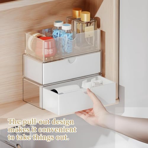 3 Tier Medicine Cabinet Organizer and Storage,Stackable Bathroom Medicine Organizer with Removable Dividers, Plastic Vanity Storage,White - Image 3