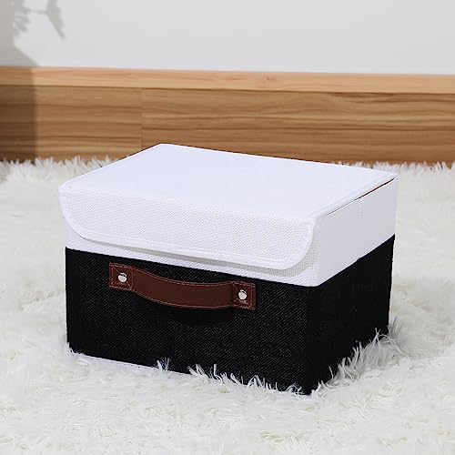 ANMINY Fabric Storage Box Bins with Lids, Black White, 10"x8"x7" - Image 6