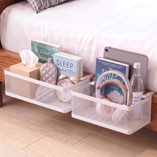 Junkin 2 Pcs 2 Size Metal Mesh Bunk Bed Shelf, Bedside Storage Caddy,White by Junkin