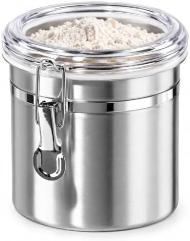 Oggi 36-Ounce Stainless Steel Canister with Clear Acrylic Lid and Locking Clamp by Unknown