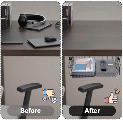 Under Desk Drawer, Slide Out Design,No Drill Metal Under Desk Cable Management, Storage Shelf Tray Basket Under Table Drawer Organizer for Office, Home, Workspace, Cabinet - Image 7