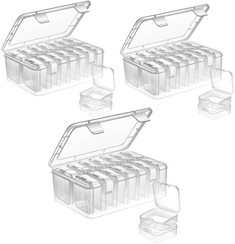 Mathtoxyz Small Bead Organizers, 45 Pieces Plastic Storage Cases Mini Clear Bead Storage Containers Transparent Boxes with Hinged Lid and Rectangle Clear Craft Supply Case by MathtoxyzCreateaBetterLife