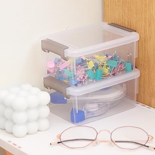 Citylife 0.53 QT 10 Packs Small Storage Bins Plastic Storage Container Stackable Box with Lids for Organizing, Clear White - Image 5