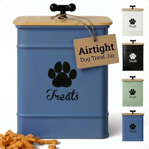 Dog Treat Container Airtight, 6"W x 8"H, Powder Coated, 12 Cup Capacity by HBDesignCo