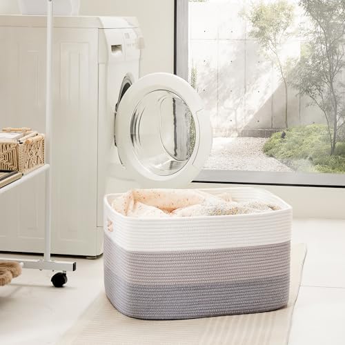 Artfeel Blanket Basket,Rectangle Woven Baskets for Storage,100L Laundry Basket for Decorative Nursery Blanket,Toys,Dirty Clothes and Magazine in Shelves,Baby Room,and Living Room - Image 3