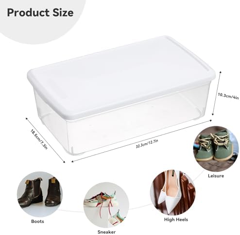 novelinks 12 Pack 6QT Plastic Storage Bins with Lids, Shoe Boxes (White) - Image 4
