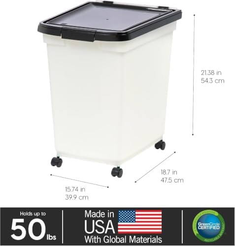 IRIS USA Dog Food Storage Container, Up to 50 lbs, Pearl/Black, Made in USA - Image 3