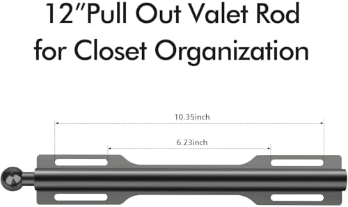 12" Valet Rod for Closet Pull Out (2 Pack, Black) - Image 3