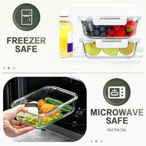 KOMUEE 10 Packs 30 oz Glass Meal Prep Containers with Lids, White - Image 3