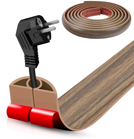 Floor Cord Cover Self Adhesive Cord Hider,10FT Cable Management, Extension Strip Protector for Wires, Prevent Cable Trips for Offices, Gyms, Exhibitions Cavity:0.3"(W) x0.28(H) Woodsmokedbrown by DBHXXMB-HH