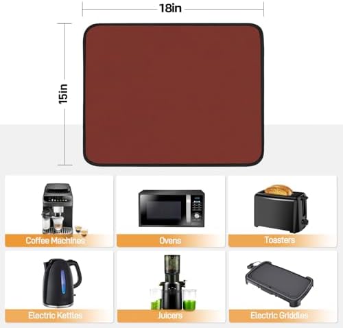 2 PCS Heat Resistant Mats for Countertop Air Fryer, 18x15in, Red - Image 4