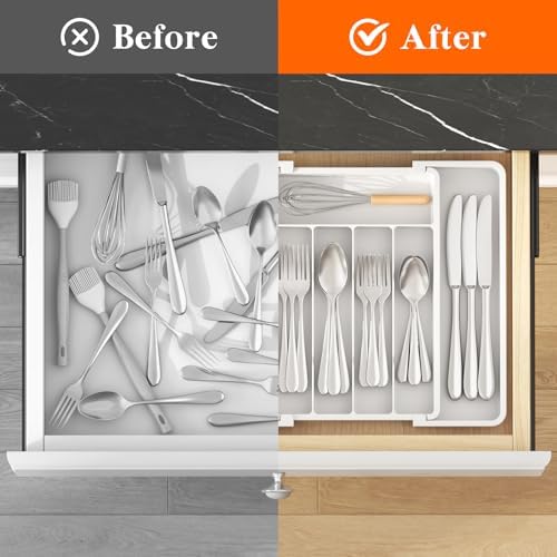 Lifewit Expandable Silverware Drawer Organizer, Kitchen Utensil Tray - Image 4