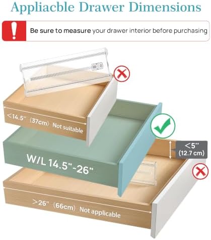 Vtopmart 5" High Drawer Dividers for Clothes 14.5"-26" Adjustable 8 Pack - Image 3