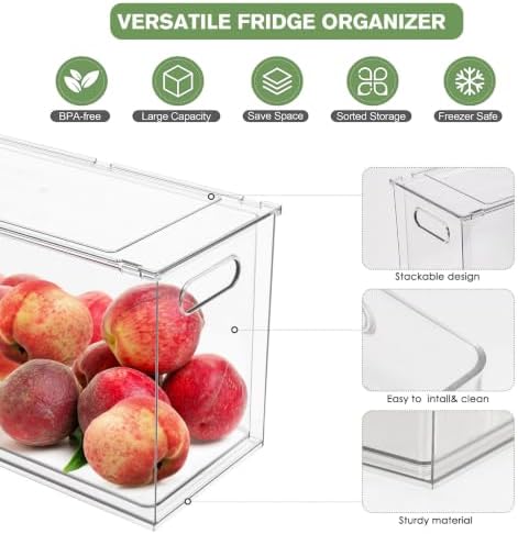 9.5QT Refrigerator Organizer Fridge Storage Bin with Pull-out Drawer, Large - Image 3