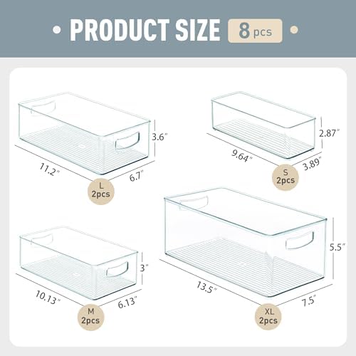 Heyuzb 16 PACK Freezer Organizer Bins Fridge Organizers and Storage Stackable Refrigerator Organizers Bins with Side Handles Clear Storage Bins for Pantry, Under Sink, Kitchen Cabinet - Image 3