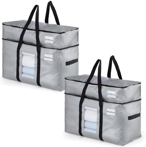 TAILI 2 Tier Moving Bags,2 Pack Silver Storage Bags with Visible Window by TAILI