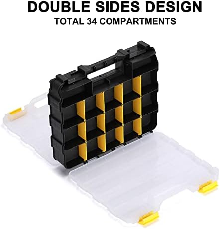 Mayouko Double Side Tools Organizer, Customizable Removable Plastic Dividers, Hardware Box Storage, Small Parts Organizer, 34-Compartment, Black/Yellow - Image 3