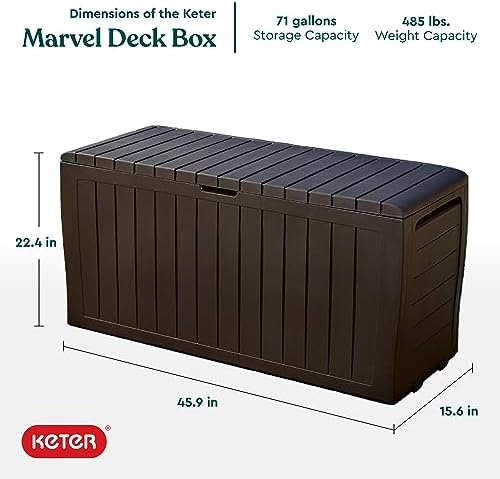 Keter Marvel 71 Gal Outdoor Storage Box for Patio and Pool Accessories - Image 2